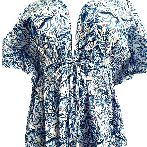 SIMPLY SOUTHERN Tropical Swimsuit Cover Up Kimono Small/Medium Blue Beach Resort - Picture 4 of 12